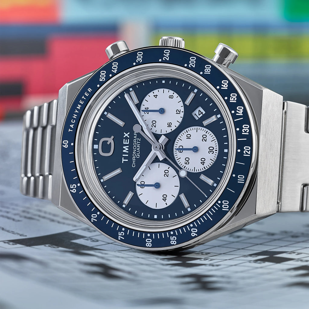 TIMEX Q DIVER CHRONO SST CASE - VINTAGE STYLE BLUE DIAL MEN'S WATCH-i-Watch-6