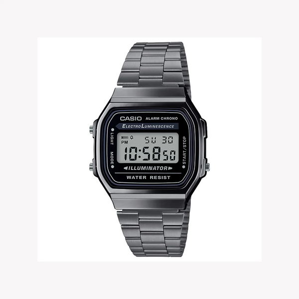 Casio Unisex Dark Gray Resin Watch, Stainless Steel Band | A168wgg-1adf by i-watch