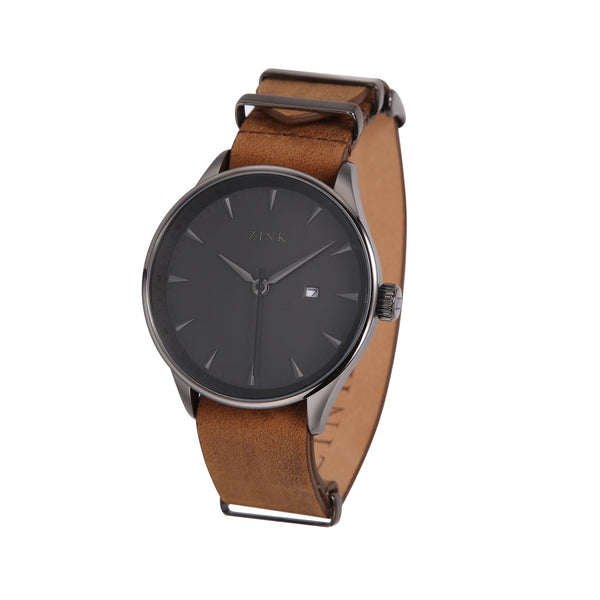 Zink Zk127g1ls-22-B Elegant Timepiece - Classic Brown Leather & Black Dial Men's Watch by i-watch