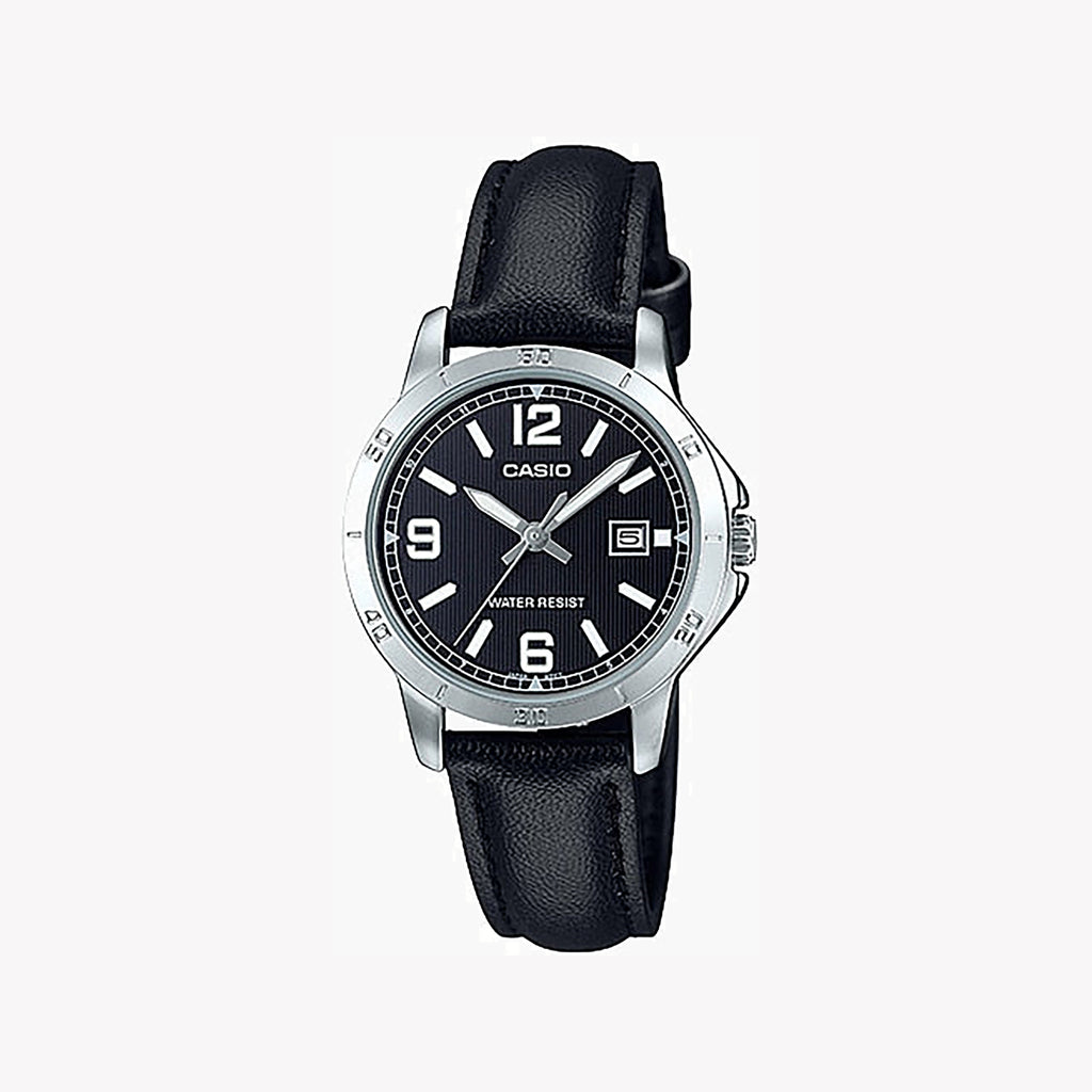 CASIO LTP-V004L-1BUDF - SPORTY SOPHISTICATION UNISEX WATCH WITH BLACK LEATHER BAND AND CHIC DESIGN
