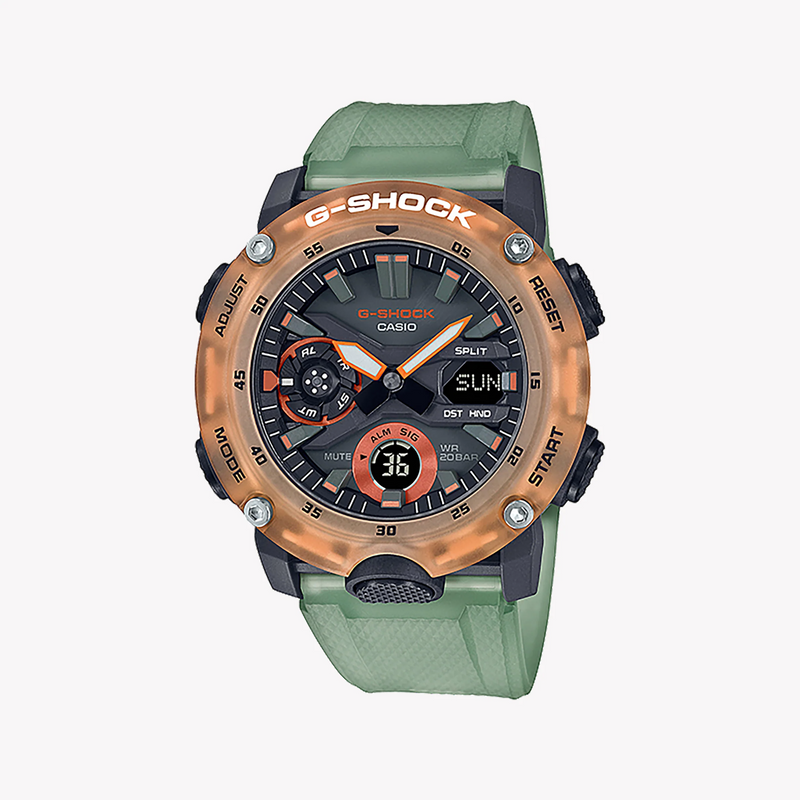 Casio G-Shock Ga-2000hc-3adr Adventure Fusion - Men's Rose Gold & Green Resin Watch by i-watch