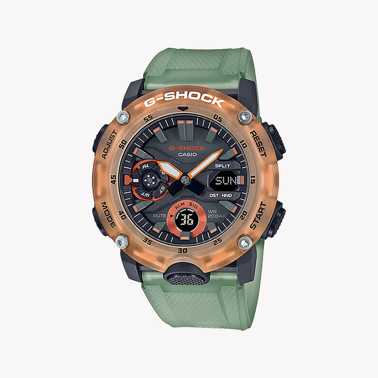 CASIO G-SHOCK GA-2000HC-3ADR ADVENTURE FUSION - MEN'S ROSE GOLD & GREEN RESIN WATCH