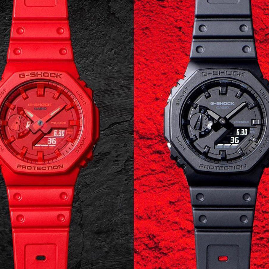 CASIO G-SHOCK GA-2100-4ADR OAK - Montre pour homme ÉLÉGANCE SPORTIVE ROUGE DYNAMIQUE