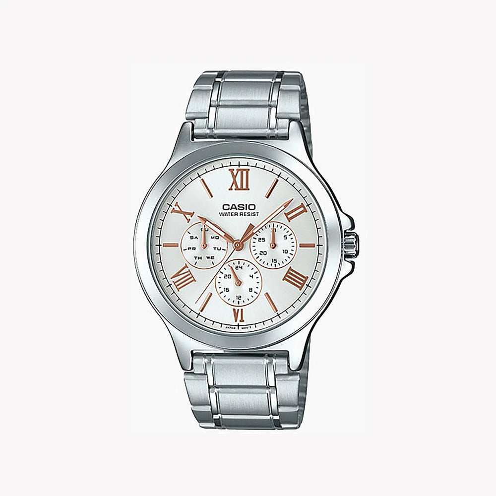 Casio Mtp-V300d-7a2udf Adventure Ready - Sporty Elegance Men's Watch With Stainless Steel BAnd and White Dial by i-watch