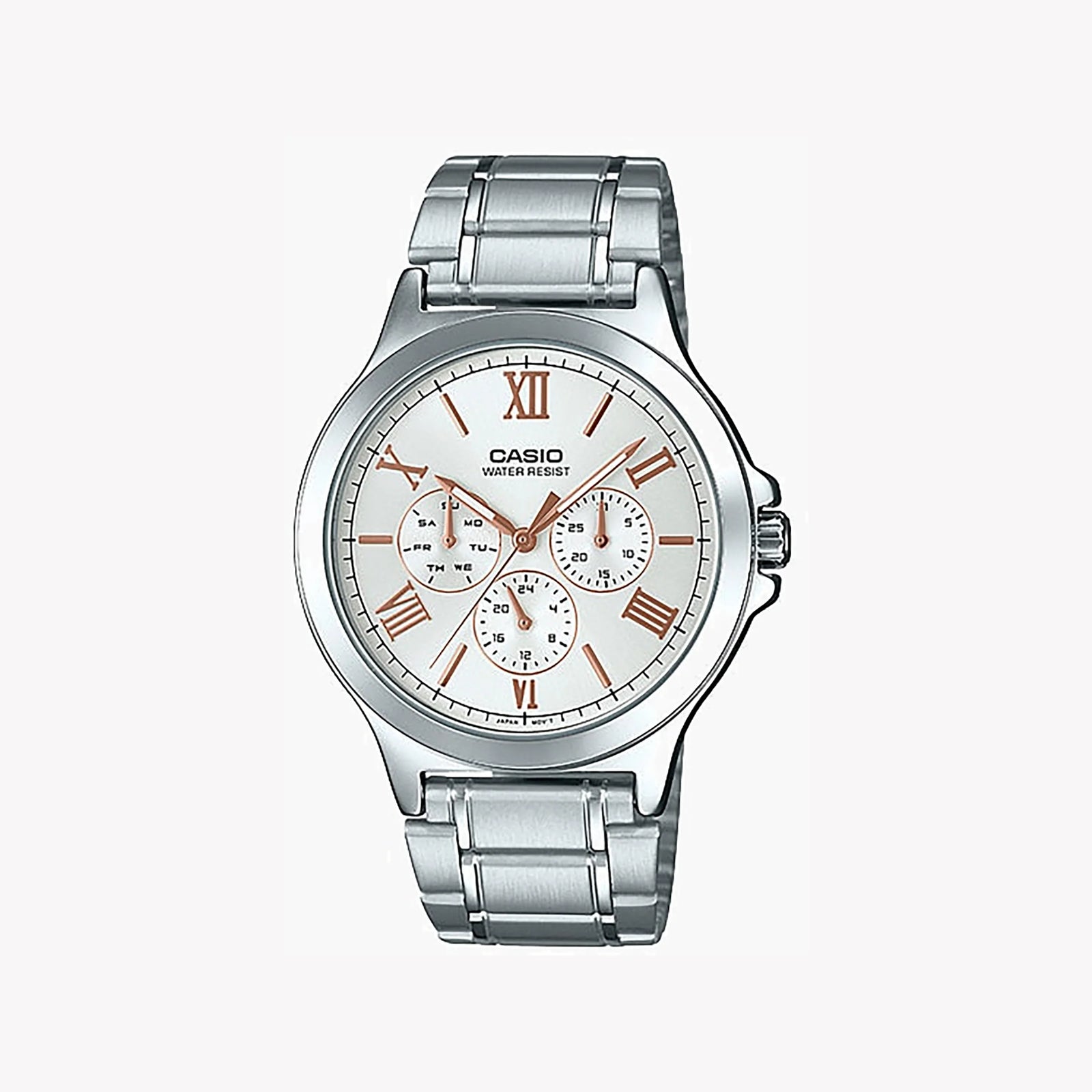 Casio Mtp-V300d-7a2udf Adventure Ready - Sporty Elegance Men's Watch With Stainless Steel BAnd and White Dial by i-watch
