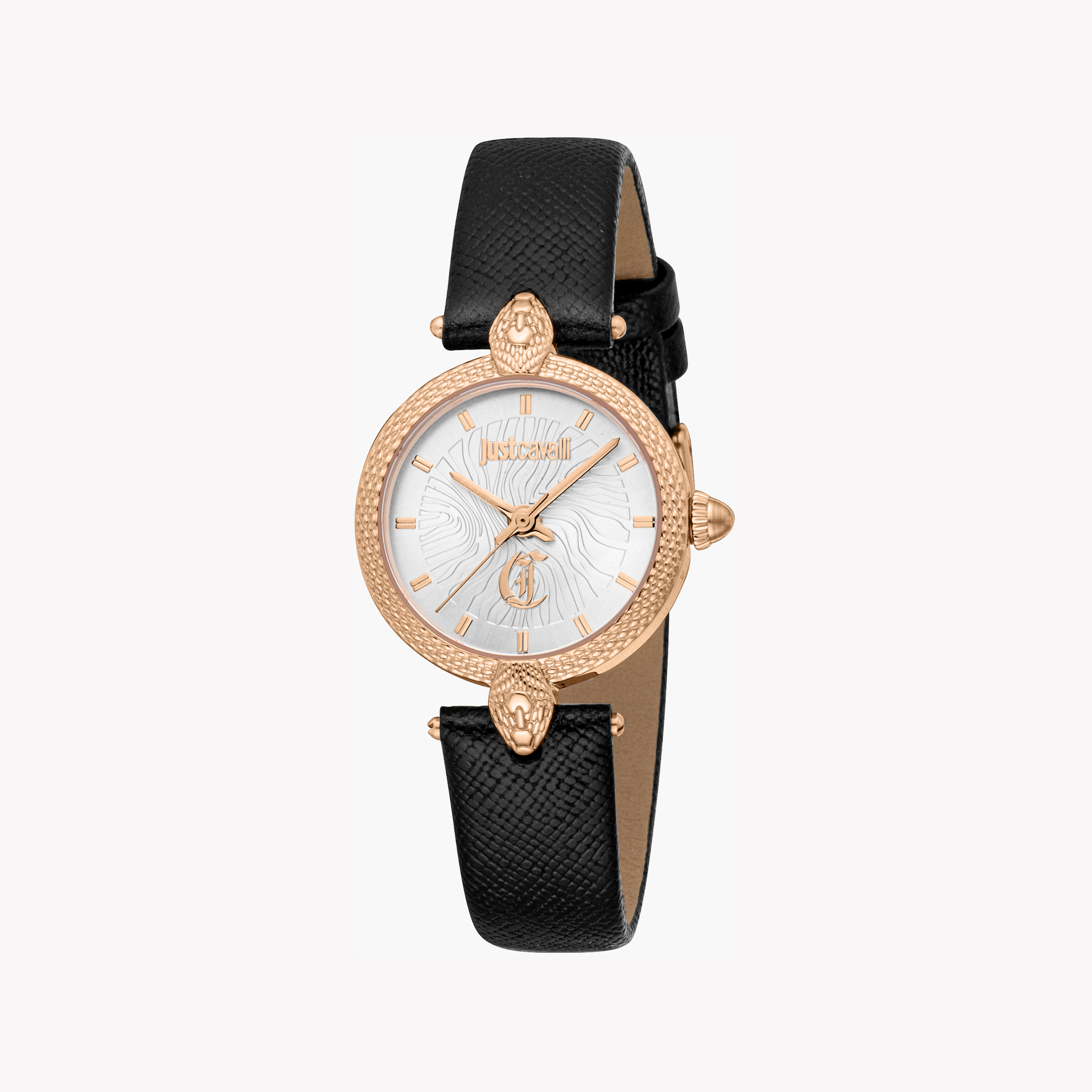 JUST CAVALLI JC1L330L0035 - ROSE GOLD GLAMOUR: Women's Stylish Quartz Watch with Leather Band and Silver Dial