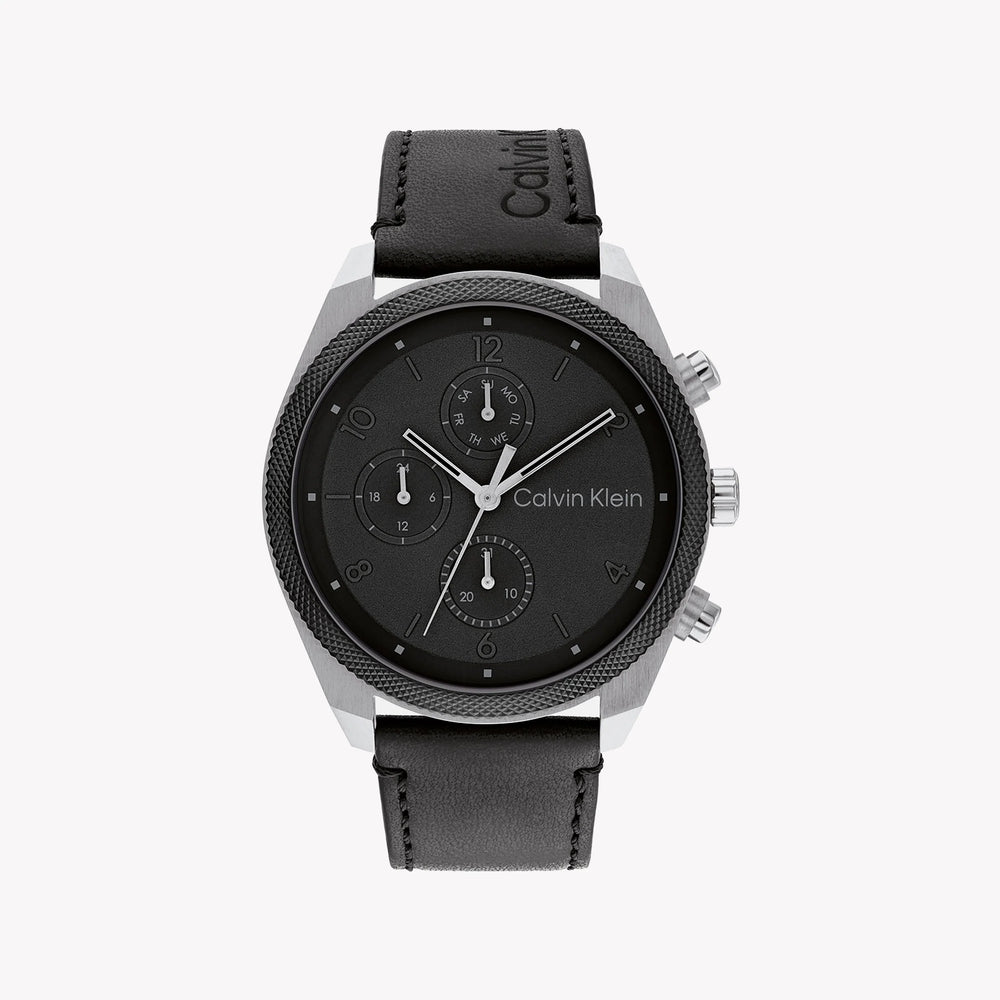 Ck Calvin Klein Men's Black Leather Watch, Black Dial | K1c21126b by i-watch