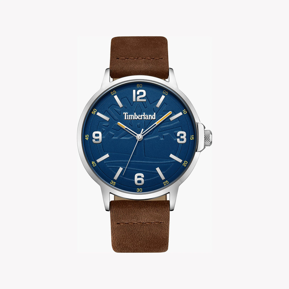 Timberland Men's Silver Watch, Brown Leather Band | Tdwga0011501 by i-watch