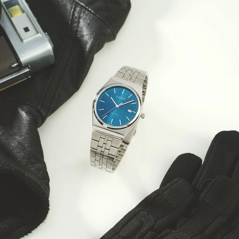 Casio Mtp-B145d-2a2vdf - StrikIng Elegance With Sporty Sophistication Unisex Watch in Blue & Stainless Steel by i-watch