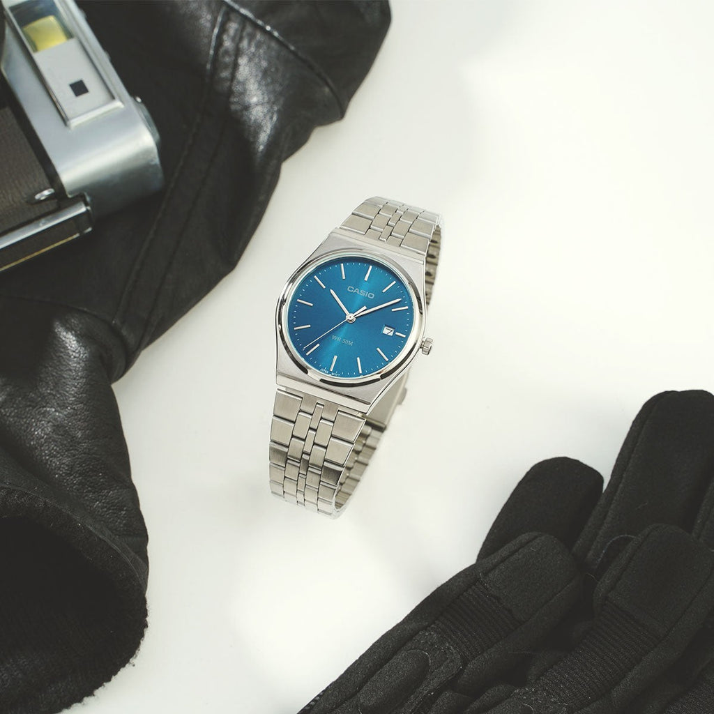 CASIO MTP-B145D-2A2VDF - STRIKING ELEGANCE WITH SPORTY SOPHISTICATION UNISEX WATCH in Blue & Stainless Steel-i-Watch-4