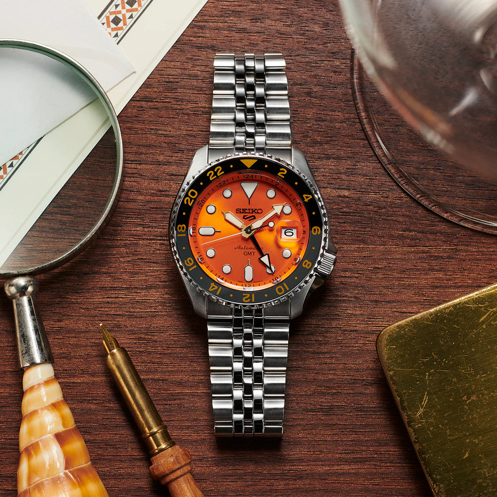 Seiko Men's Black Stainless Steel, Orange Dial | Ssk005k1 by i-watch