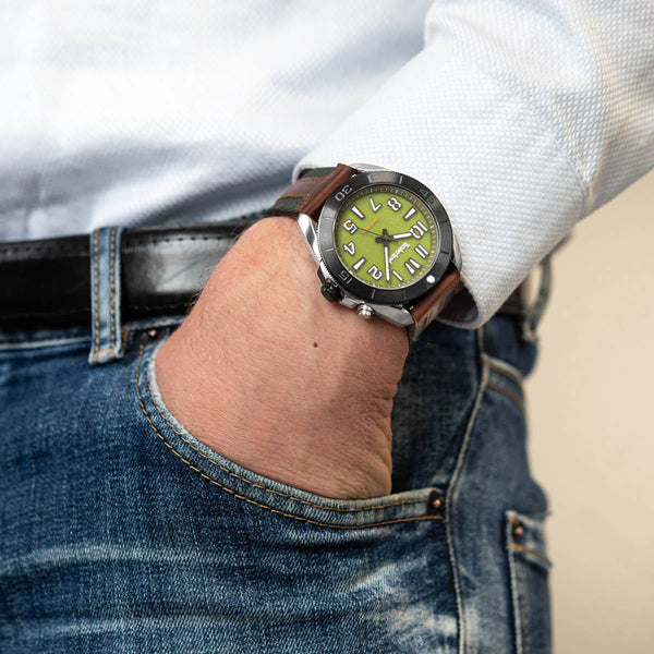 Timberland Men's Brown Leather Watch, Green Dial | Tdwgp2201602 by i-watch