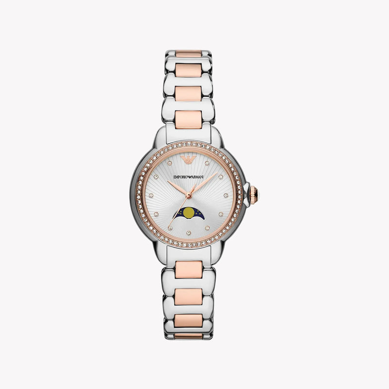 Emporio Armani Women's Silver/Rose Gold Watch, Silver Dial | Ar11567 by i-watch