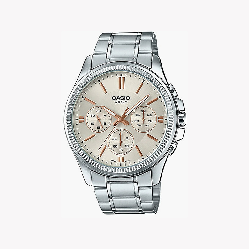Casio Men's Silver Stainless Steel Watch, White Dial | Mtp-1375d-7a2vdf by i-watch
