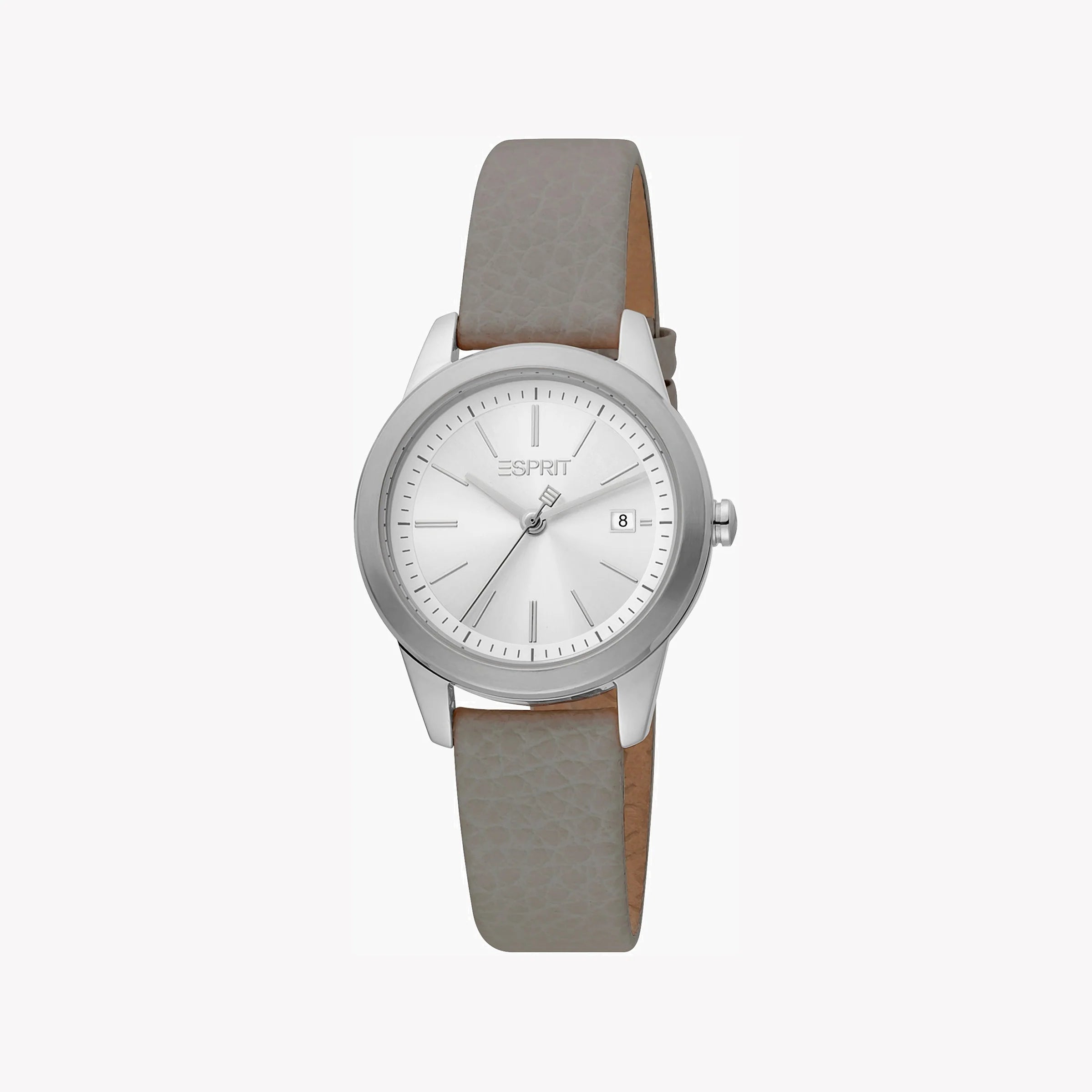 ESPRIT Women's Watch with Silver Stainless Steel Case and Gray Leather Band