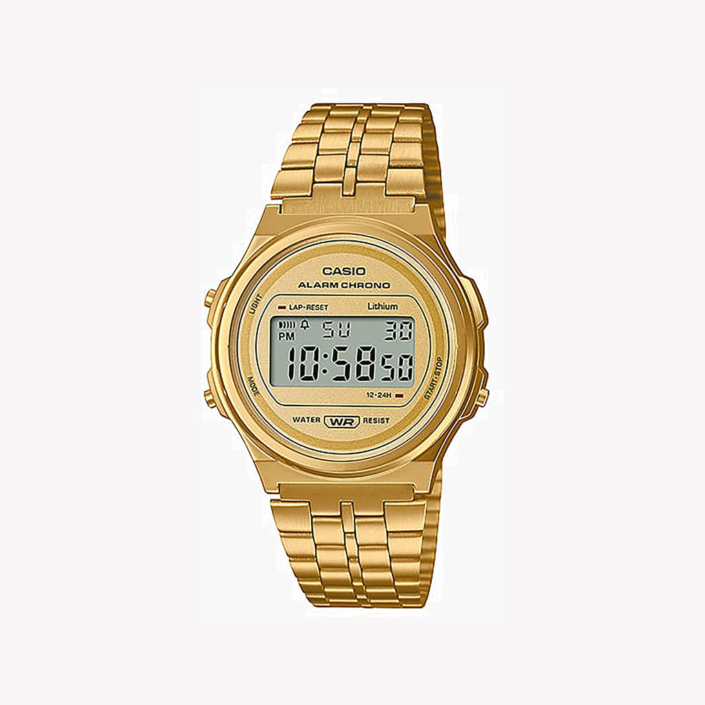 CASIO A171WEG-9A GOLDEN SPIRIT - SPORTY SOPHISTICATION UNISEX DIGITAL WATCH with stunning gold finish and precision features