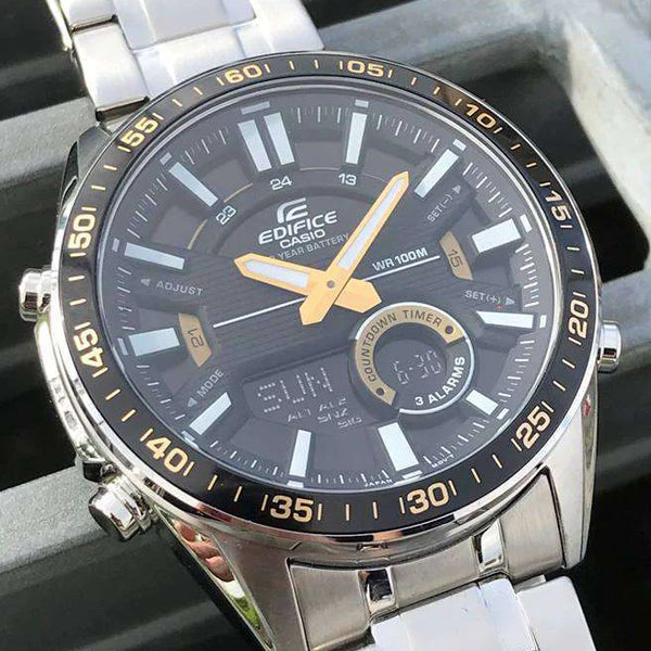 Casio Edifice Efv-C100d-1bvdf - Bold Sporty Elegance Men's Watch In Sleek Silver With Black Dial by i-watch