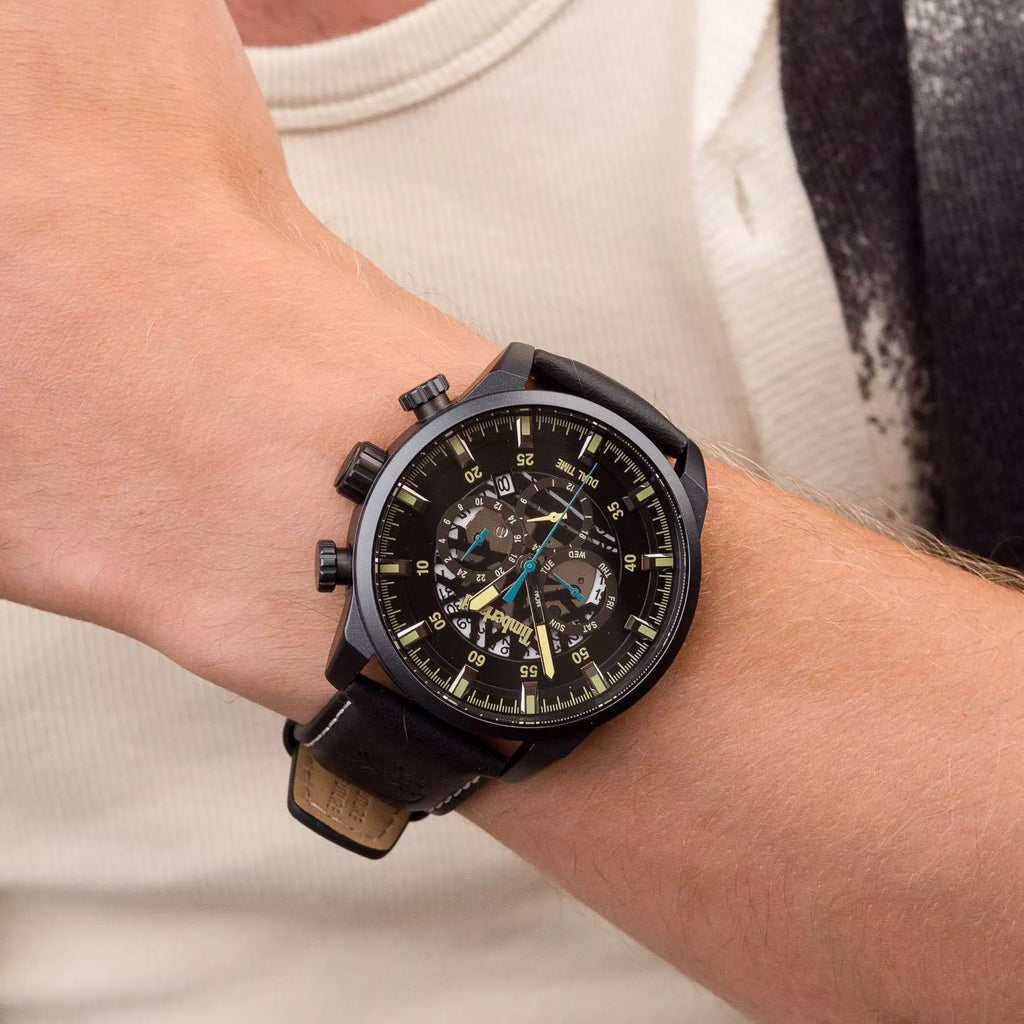 TIMBERLAND TDWGF2100601 RUGGED ALL-WEATHER MEN'S WATCH – BLACK STAINLESS STEEL & LEATHER STRAP-i-Watch-4