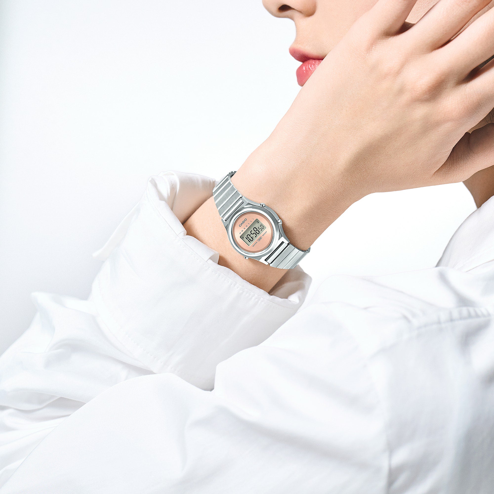CASIO Women's Watch with Silver Chrome Plated Resin Case and Silver Stainless Steel Band-i-Watch-2