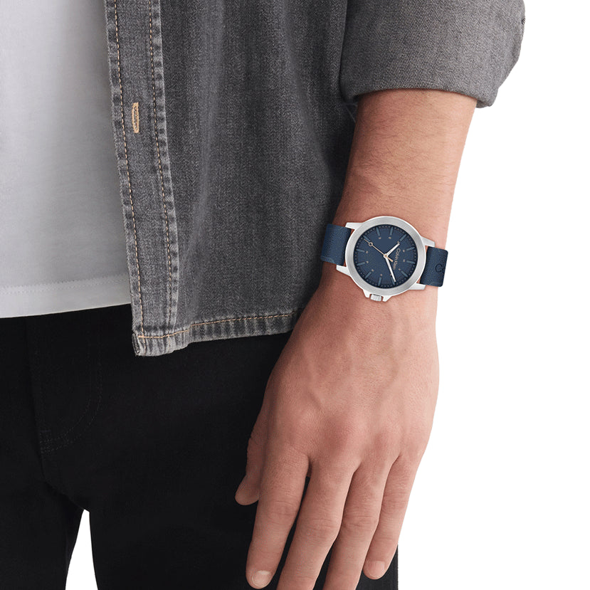 CK CALVIN KLEIN BLUE DIAL - ELEGANTLY STRIKING MEN'S WATCH WITH SILICONE BAND-i-Watch-5