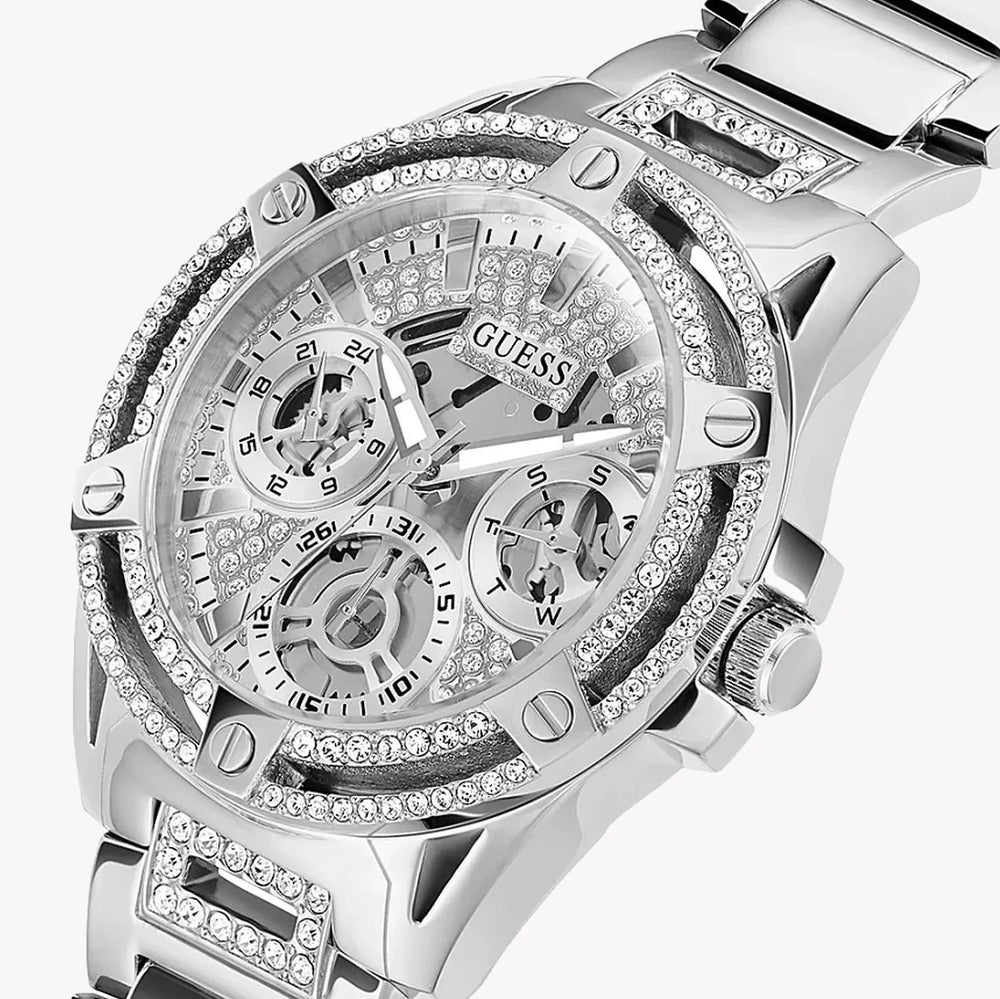 Guess Women's Silver Stainless Steel Watch, Silver Dial | Gw0464l1 by i-watch