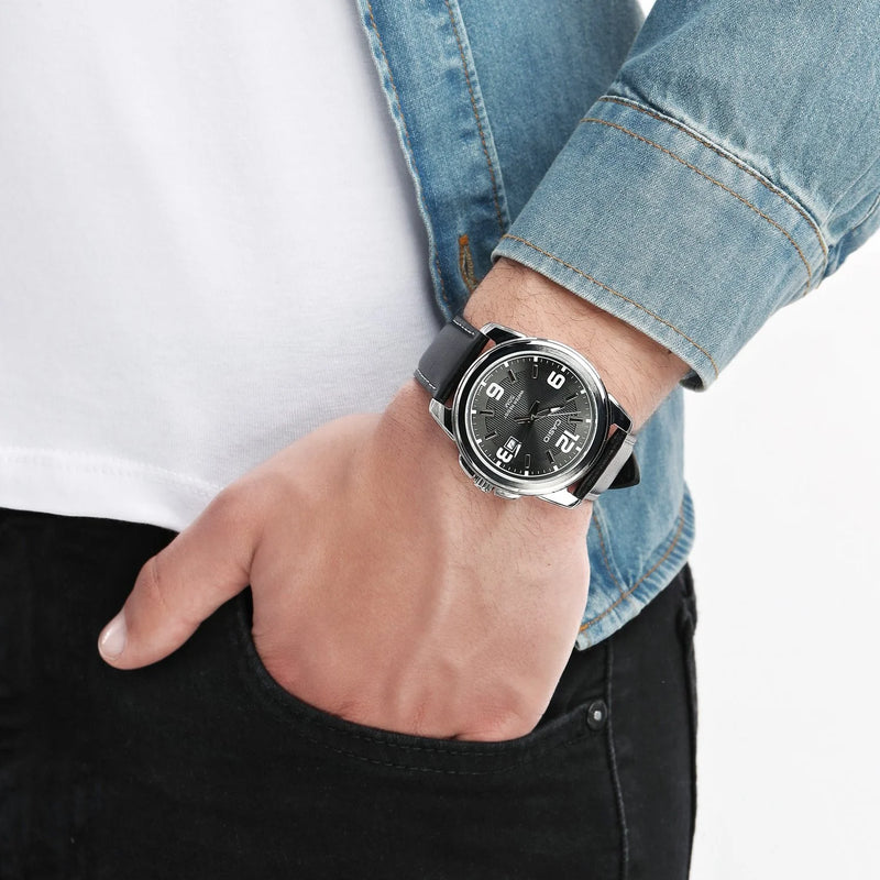 Casio Men's Silver Stainless Steel, Black Leather | Mtp-1314l-8avdf by i-watch