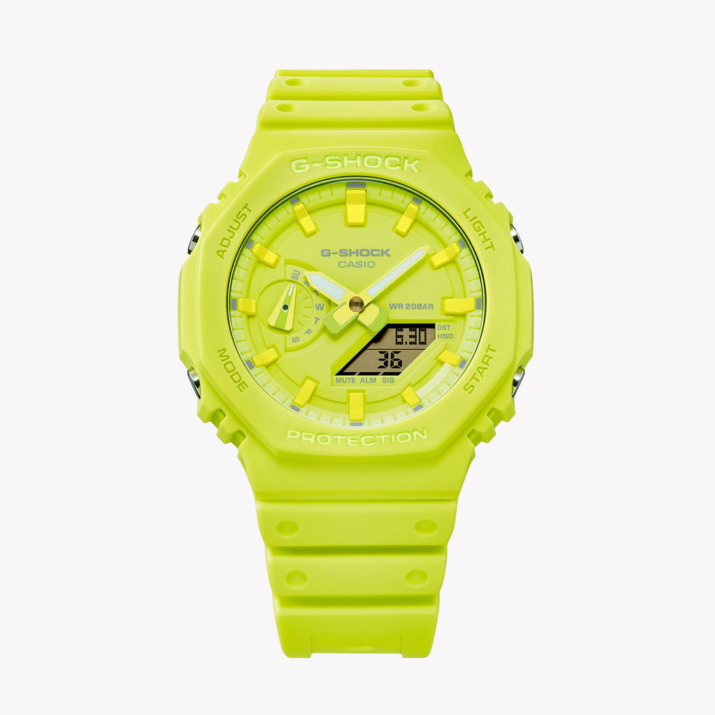 CASIO G-SHOCK GA-2100-9A9ER OAK - BOLD YELLOW ADVENTURER Unisex Watch with shock-resistant design and vibrant yellow dial.-i-Watch-3
