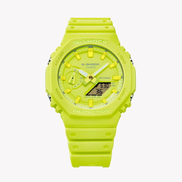 CASIO G-SHOCK GA-2100-9A9ER OAK - BOLD YELLOW ADVENTURER Unisex Watch with shock-resistant design and vibrant yellow dial.-i-Watch-3