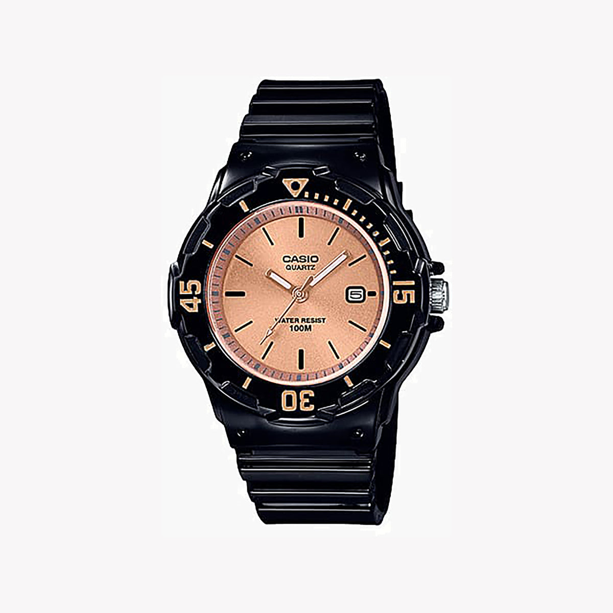 CASIO LRW-200H-9E2VDF ADVENTURE CHIC - STYLISH WOMEN'S WATCH with black resin band and rose gold dial