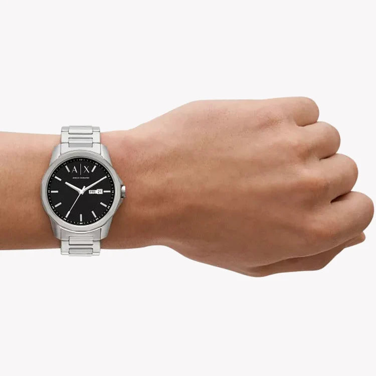 ARMANI EXCHANGE AX1733 - MODERN ELEGANCE UNISEX WATCH WITH SILVER STAINLESS STEEL BAND & BLACK DIAL-i-Watch-4