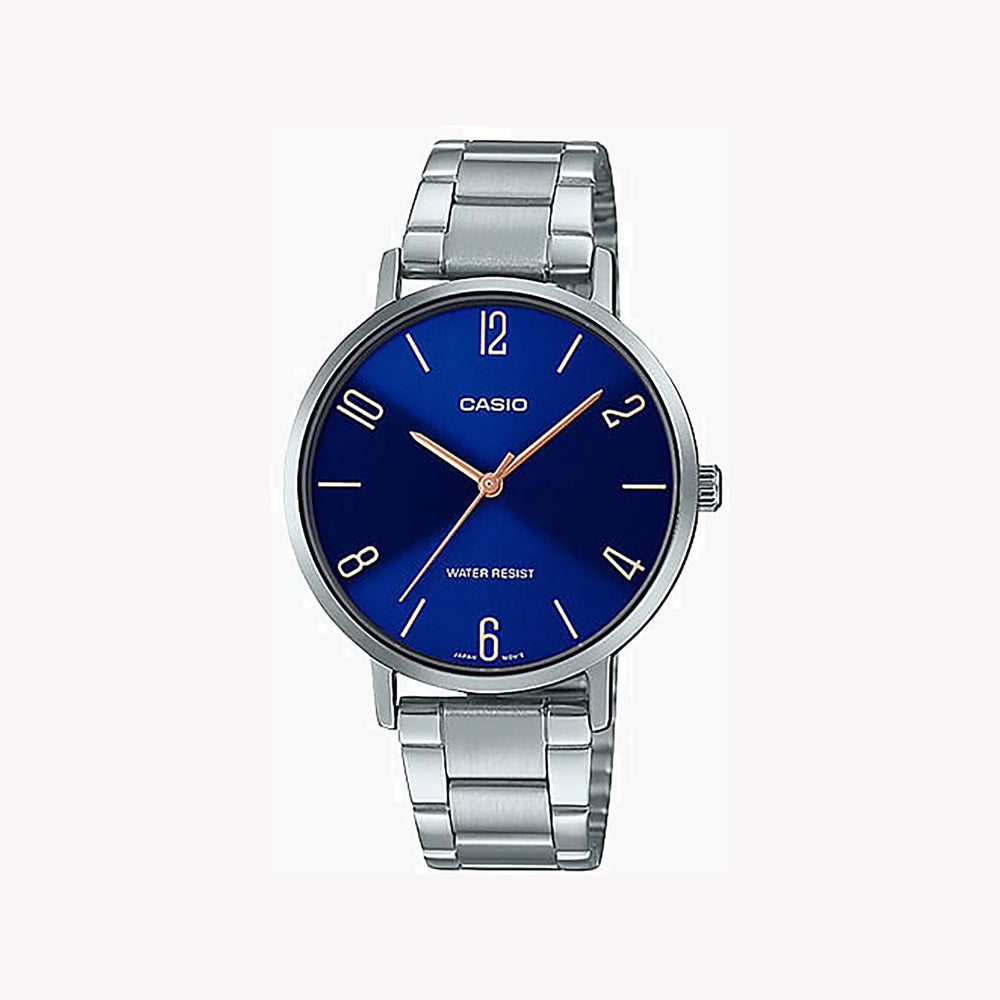 Casio Men's Silver Watch, Blue Dial | Ltp-Vt01d-2b2 by i-watch