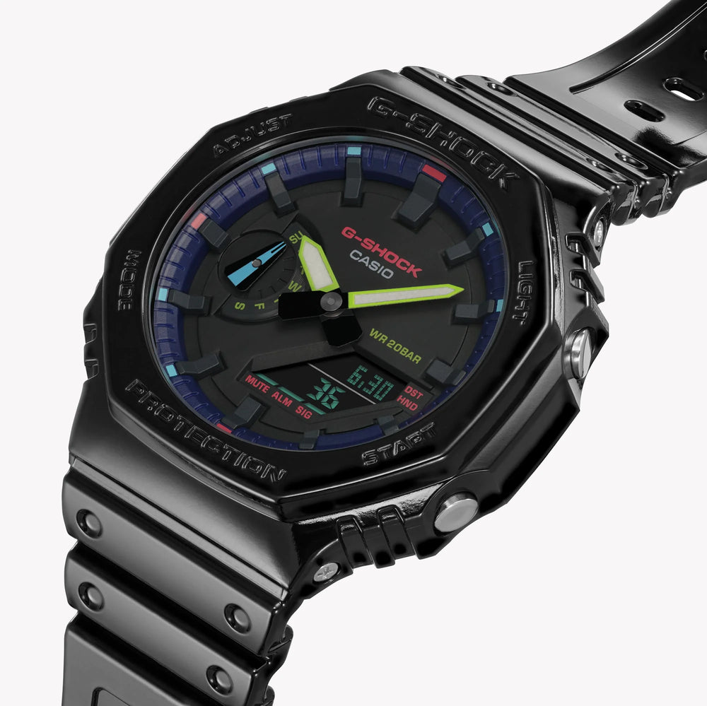 G-Shock Men's Black Resin Watch, Digital Dial | Ga-2100rgb-1adr by i-watch