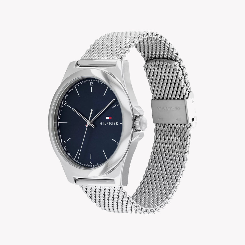 Tommy Hilfiger Men's Silver Stainless Steel, Blue Dial | 1685493 by i-watch