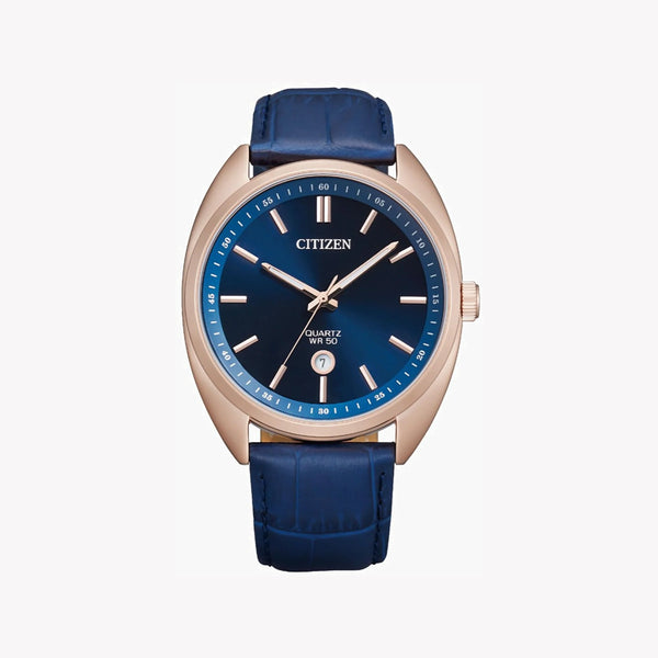 Citizen Men's Gold Watch, Blue Dial, Leather Band | Bi5093-01l by i-watch