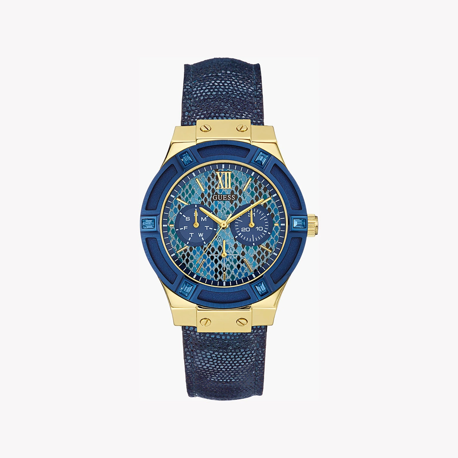 Guess Women's Gold Watch, Blue Dial, Blue Leather | W0289l3 by i-watch