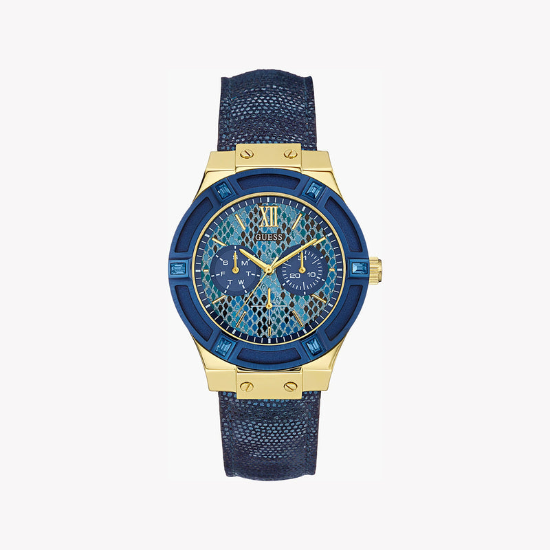 Guess Women's Gold Watch, Blue Dial, Blue Leather | W0289l3 by i-watch