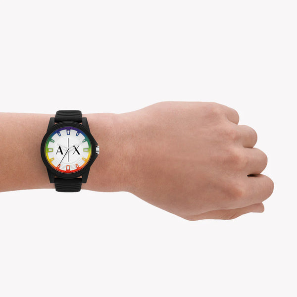 Armani Exchange Men's Black Silicone Watch, White Dial | Ax2531 by i-watch