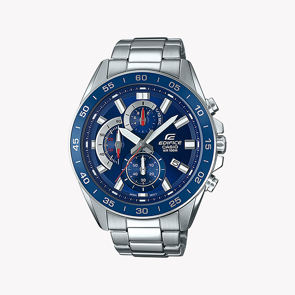 CASIO EDIFICE EFV-550D-2AVUDF - RUGGED ELEGANCE MEN'S WATCH WITH BLUE DIAL & STAINLESS STEEL BAND