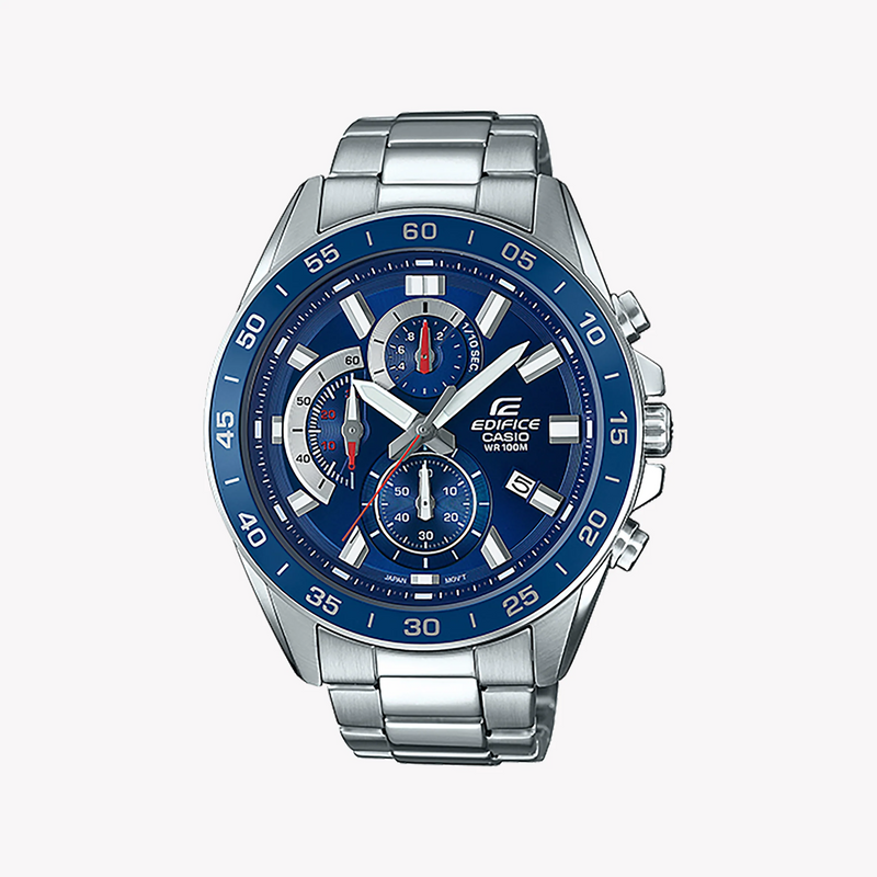 Casio Edifice Efv-550d-2avudf - Rugged Elegance Men's Watch With Blue Dial & Stainless Steel Band by i-watch