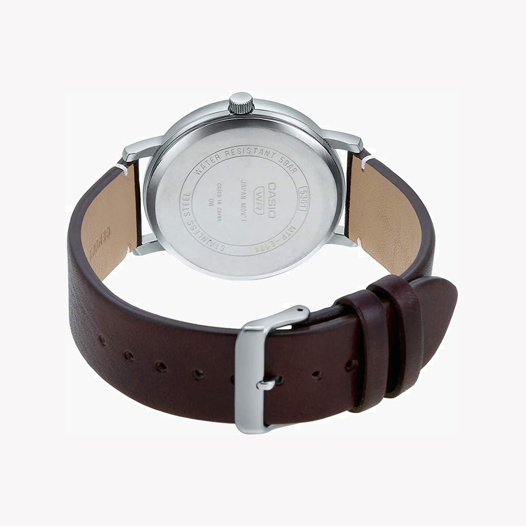 CASIO MTP-E171L-5EVDF ELEGANT ADVENTURER - MEN'S SPORTY LEATHER WATCH with Silver Case & Brown Band-i-Watch-3