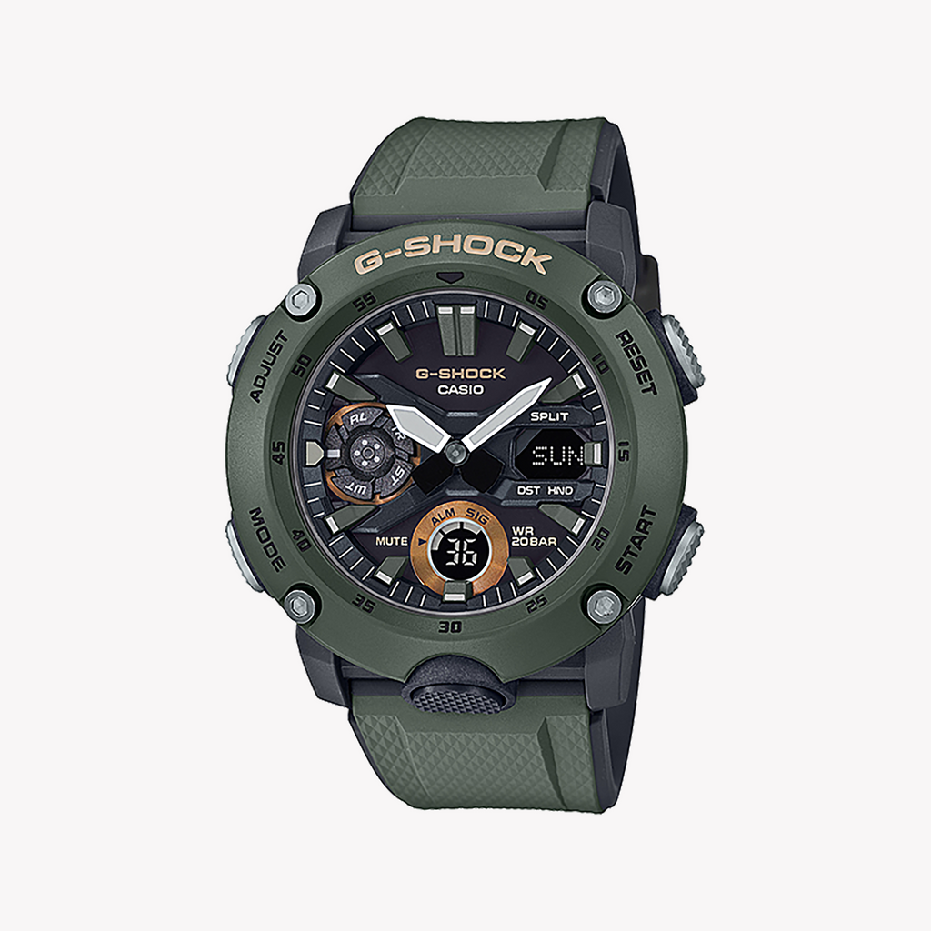 CASIO G-SHOCK GA-2000-3ADR ADVENTURE READY - RUGGED GREEN MEN'S WATCH with dynamic design and 200m water resistance