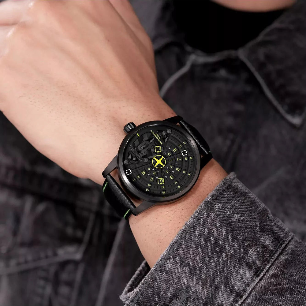 Police Men's Black Stainless Steel Watch, Leather Band | Pewja0022101 by i-watch