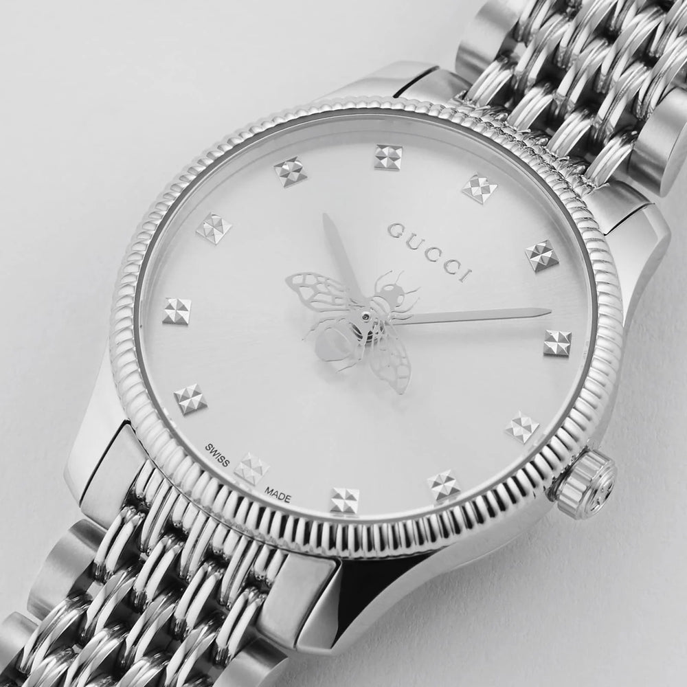 Gucci Women's Silver Stainless Steel Watch, Silver Dial | Ya1265019 by i-watch
