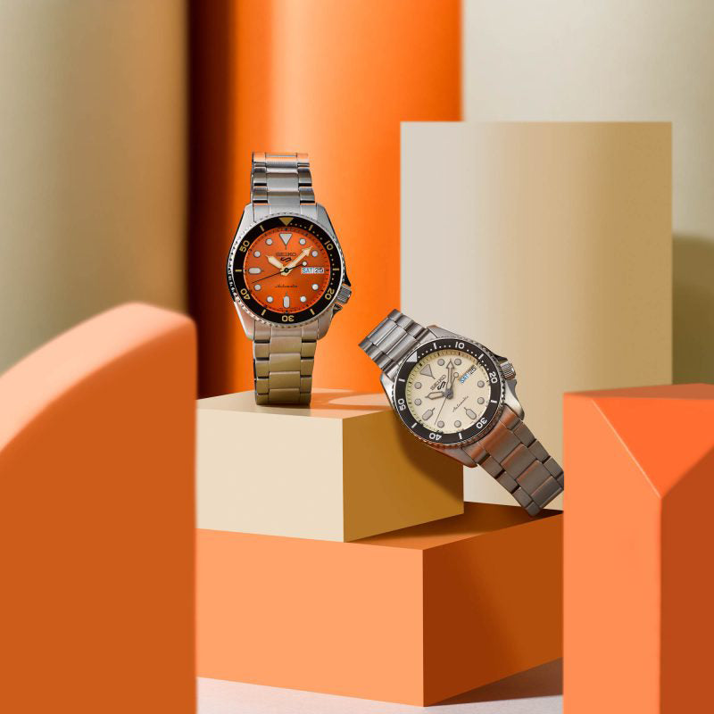 SEIKO 5 SRPK35K1 Men's Automatic Watch, Black & Orange 38mm-i-Watch-3