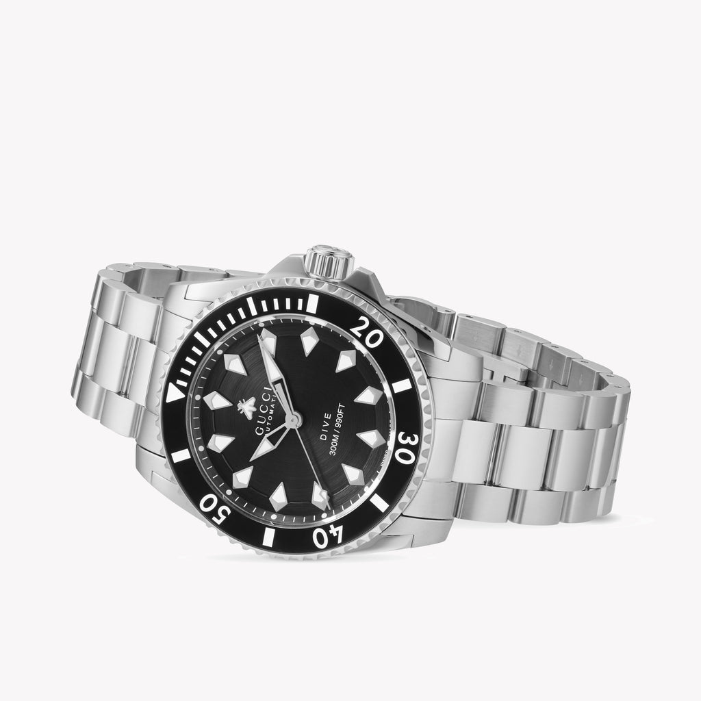 GUCCI YA136353 - ELEGANT SILVER TIMEPIECE WITH BOLD BLACK DIAL - MEN'S WATCH-i-Watch-6