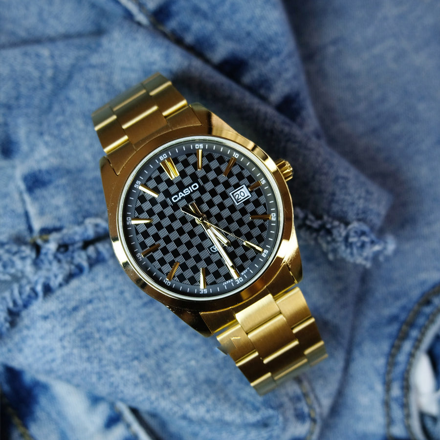 CASIO MTP-VD03G-1A BOLD STYLE - ELEGANT MEN'S TIMEPIECE WITH GOLD PLATED BAND & CARBON DIAL-i-Watch-2