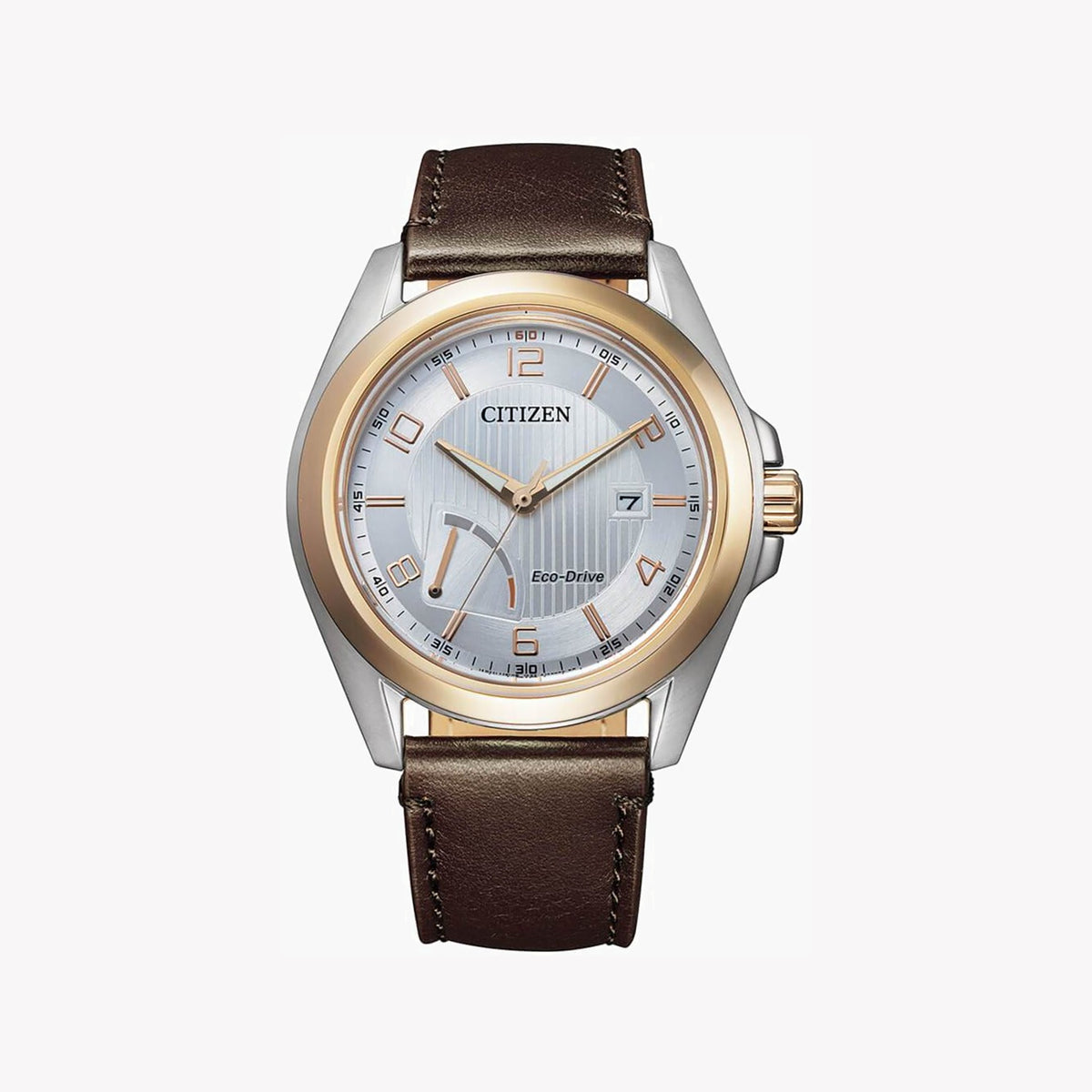 CITIZEN AW7056-11A DYNAMIC ELEGANCE - Eco-Drive Men's Watch with Silver Case & Brown Leather Band