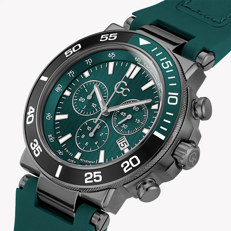 Guess Men's Grey Stainless Steel Watch, Green Dial | Z14007g9mf by i-watch