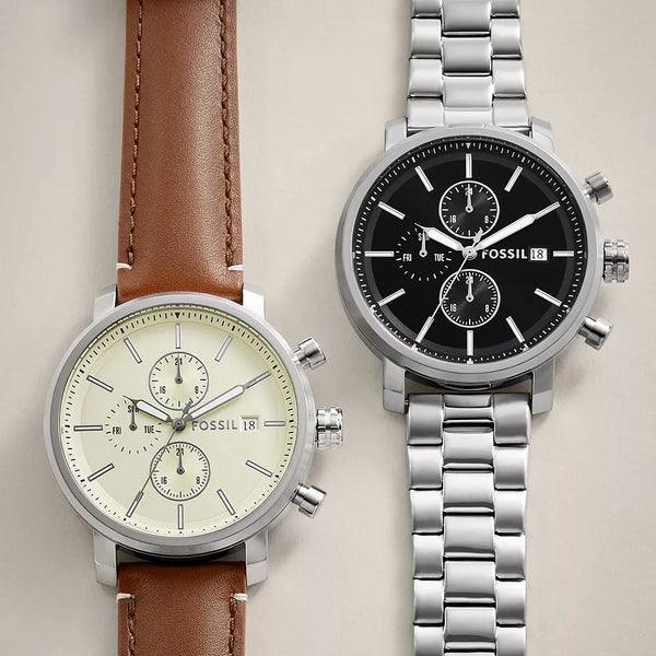 Fossil Men's Silver Stainless Steel Watch, Black Dial | Bq2851 by i-watch