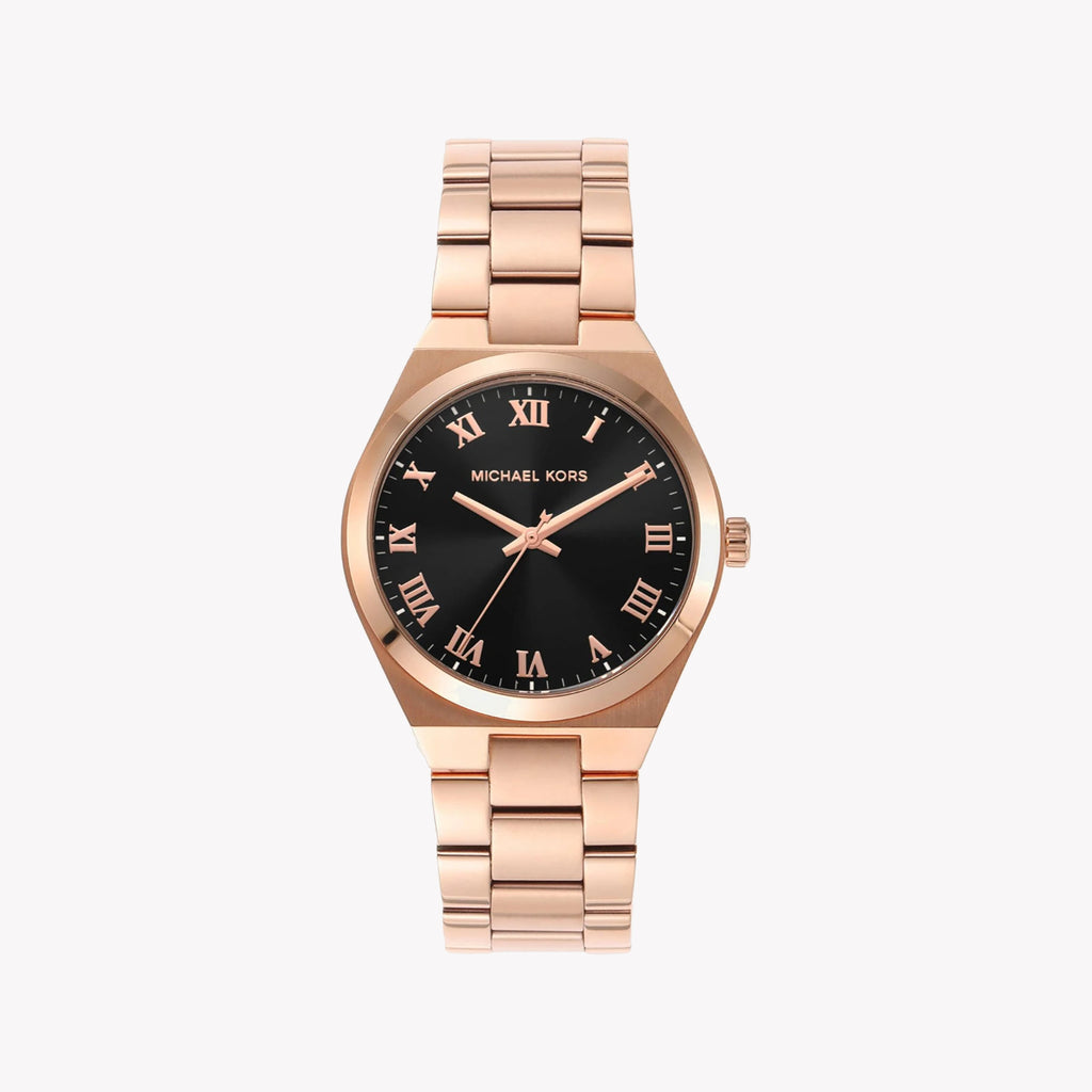 MICHAEL KORS MK7392 ROSE GOLD & BLACK - ELEGANT TIMEPIECE FOR MODERN WOMEN